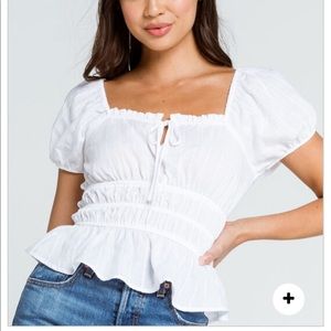 WEST OF MELROSE Puff Tie Front Womens blou…